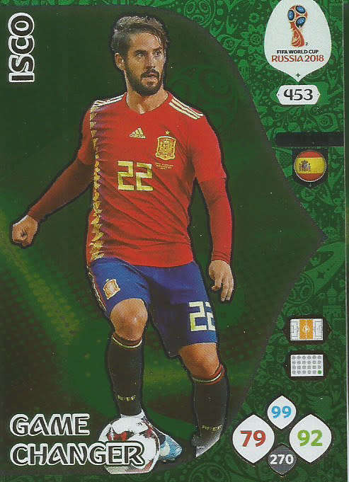 ISCO - PANINI FIFA WORLD CUP 2018 RUSSIA -  "GAME CHANGER" FOIL CARD 453