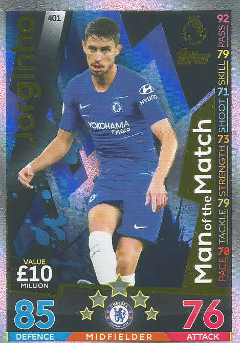 JORGINHO - MATCH ATTAX 2018/2019 - GOLD "MAN of the MATCH" TRADING CARD 401