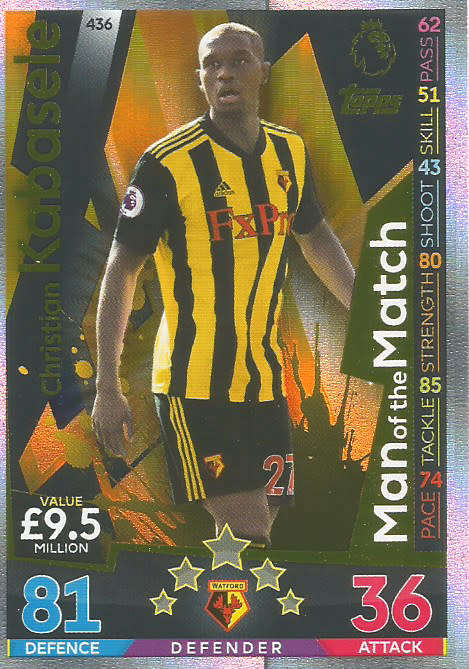 CHRISTIAN KABASELE - MATCH ATTAX 2018/2019 - GOLD "MAN of the MATCH" TRADING CARD 436