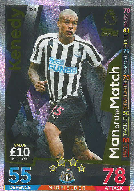 KENEDY - MATCH ATTAX 2018/2019 - GOLD "MAN of the MATCH" TRADING CARD 428