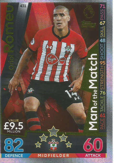 ORIBI ROMEU - MATCH ATTAX 2018/2019 - GOLD "MAN of the MATCH" TRADING CARD 431