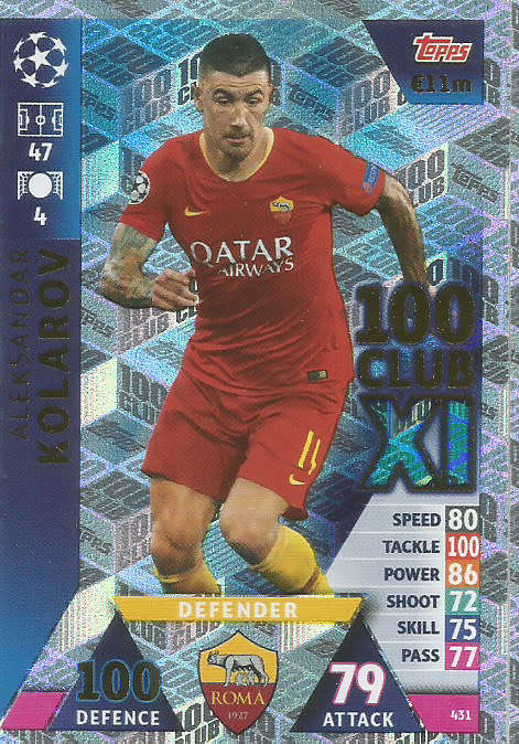ALEX KOLAROV - TOPPS `CHAMPIONS LEAGUE` 2018/19 -  `CLUB 100` FOIL TRADING CARD 431