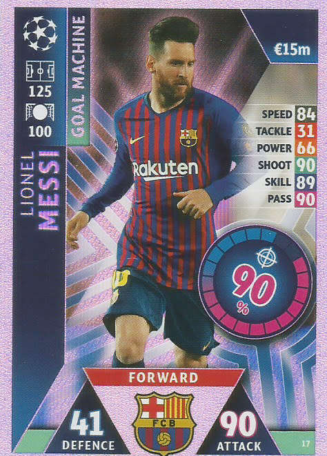 LIONEL MESSI - CHAMPIONS LEAGUE 2018/19 -  "GOAL MACHINE" FOIL TRADING CARD 17