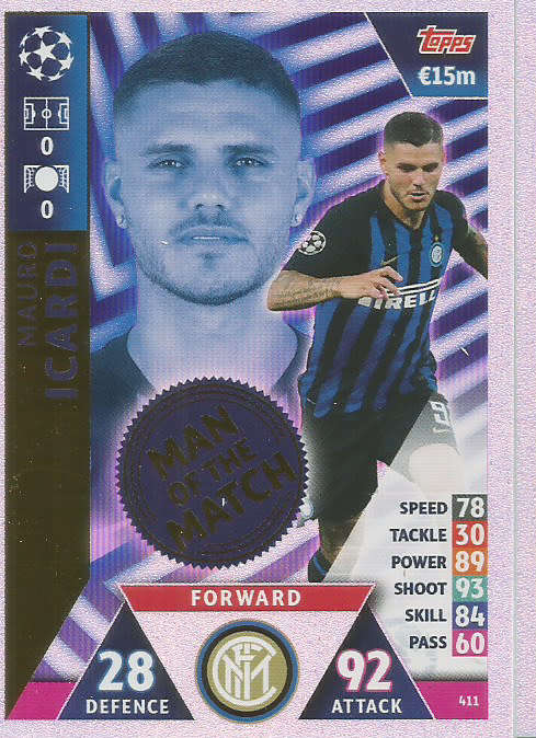MAURO ICARDI - CHAMPIONS LEAGUE 2018/19 -  "MAN of the MATCH" FOIL TRADING CARD 411