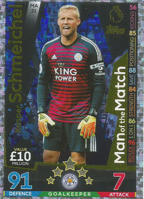KASPER SCHMEICHEL  - MATCH ATTAX EXTRA 2019 - GOLD "MAN of the MATCH" TRADING CARD MA21