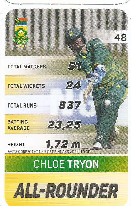 CHLOE TRYON - PICK&PAY "S.A. CRICKET SUPERCARDS"  TRADING CARD 48