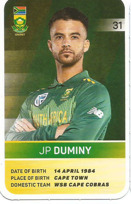 JP DUMINY - PICK&PAY "S.A. CRICKET SUPERCARDS"  TRADING CARD 31