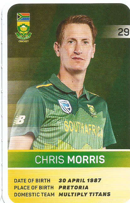 CHRIS MORRIS - PICK&PAY "S.A. CRICKET SUPERCARDS"  TRADING CARD 29