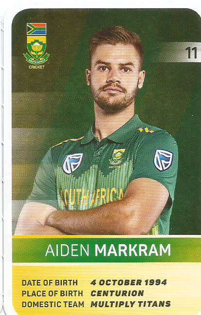 AIDEN MARKRAM - PICK&PAY "S.A. CRICKET SUPERCARDS"  TRADING CARD 11