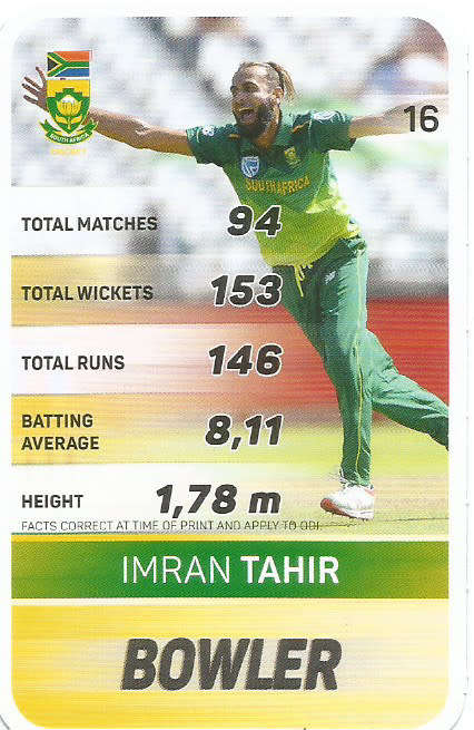 IMRAN TAHIR - PICK&PAY "S.A. CRICKET SUPERCARDS"  TRADING CARD 16