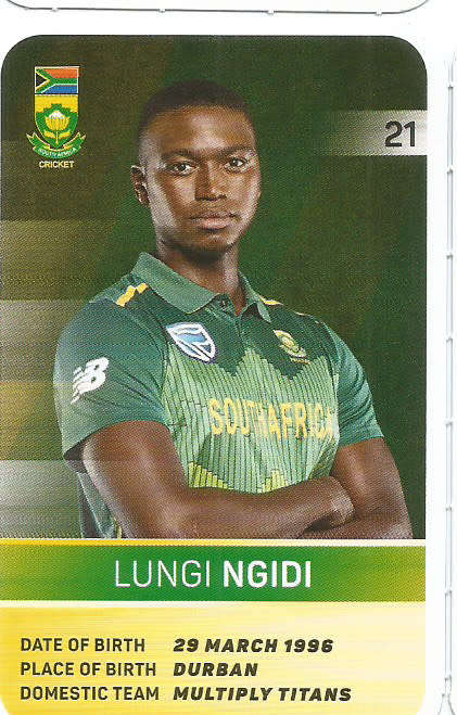 LUNGI NGIDI - PICK&PAY "S.A. CRICKET SUPERCARDS"  TRADING CARD 21