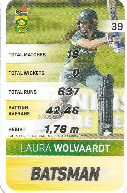 LAURA WOLVAARDT - PICK&PAY "S.A. CRICKET SUPERCARDS"  TRADING CARD 39