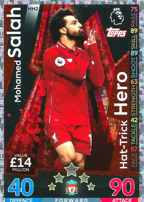 MOHAMED SALAH - MATCH ATTAX EXTRA 2019 - SILVER "HAT TRICK HERO" TRADING CARD