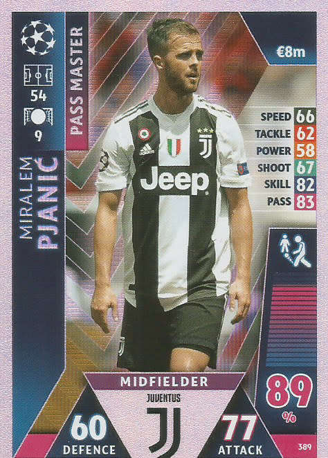 M. PJANIC - CHAMPIONS LEAGUE 2018/19 -  "PASS MASTER" FOIL TRADING CARD 389