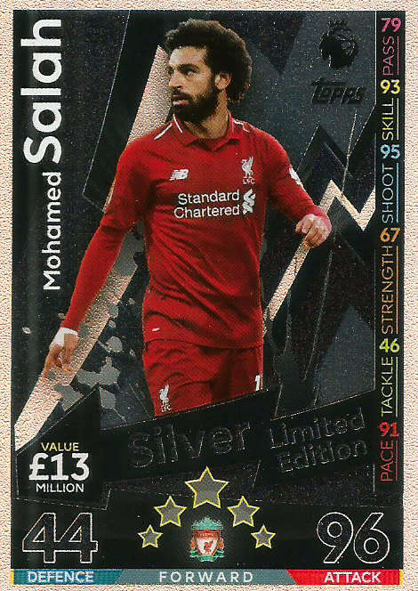 MOHAMED SALAH - MATCH ATTAX EXTRA 2019 - SILVER "LIMITED EDITION" TRADING CARD LE4S