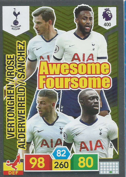 TOTTENHAM HOTSPURS  - EPL ADRENALYN XL 2019/20 - FOIL "AWESOME FOURSOME" TRADING CARD 400