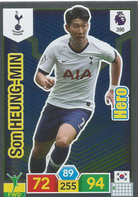SON HEUNG MIN - EPL ADRENALYN XL 2019/20 - FOIL "HERO" TRADING CARD 390