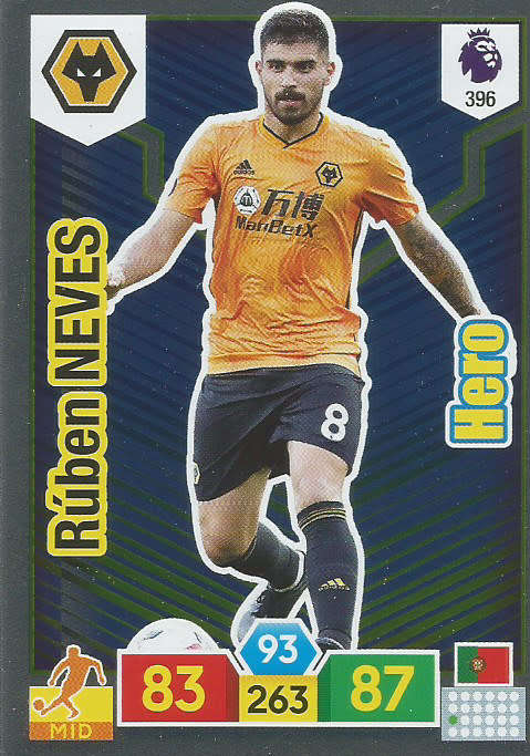 RUBEN NEVES - EPL ADRENALYN XL 2019/20 - FOIL "HERO" TRADING CARD 396