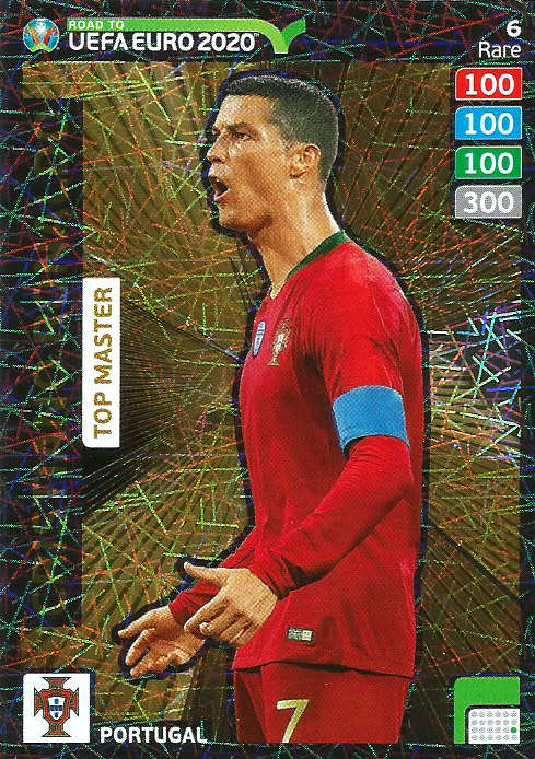 CRISTIANO RONALDO - PANINI `ROAD TO EURO 2020 - `RARE `TOP MASTER` FOIL TRADING CARD 6