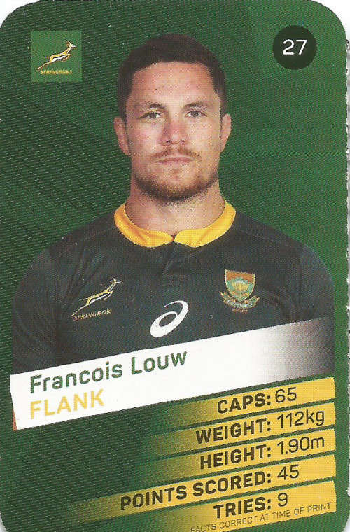 FRANCOIS LOUW - 2019 RUGBY WORLD CUP CHAMPIONS - 2019 Pick & Pay RWC COLLECTION CARD 27