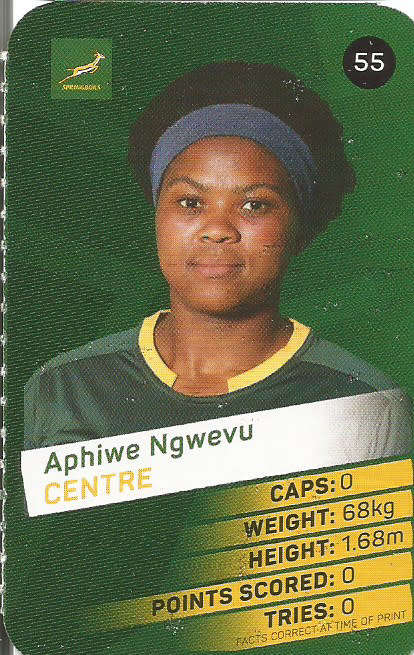 APHIWE NGWEVU -  2019 Pick n Pay Rugby World Cup COLLECTION CARD 55