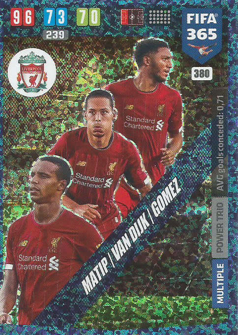 LIVERPOOL FC - FIFA 365 2020 EDITION -  - BLUE FOIL `TRIOS` TRADING CARD 380