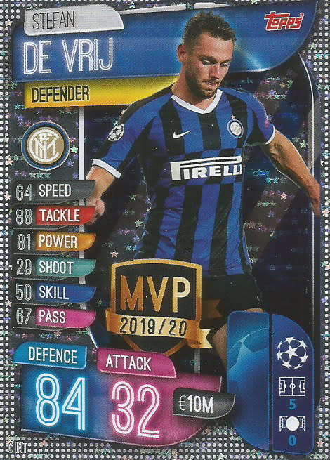 STEFAN DE VRIJ - CHAMPIONS LEAGUE 2019/20 -  SILVER FOIL "MVP" TRADING CARD