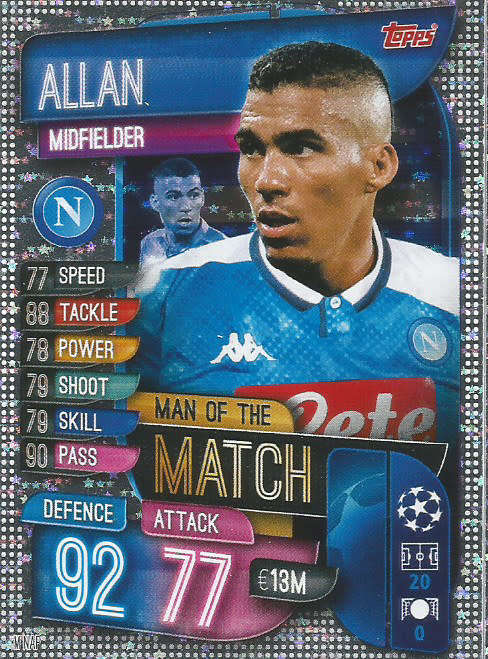 ALLAN - CHAMPIONS LEAGUE 2019/20 -  SILVER FOIL "MAN of the MATCH" TRADING CARD