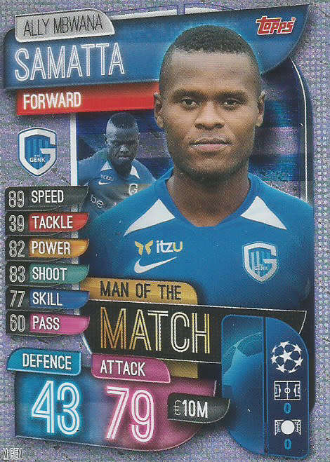 ALLY SAMATTA - CHAMPIONS LEAGUE 2019/20 -  SILVER FOIL "MAN of the MATCH" TRADING CARD