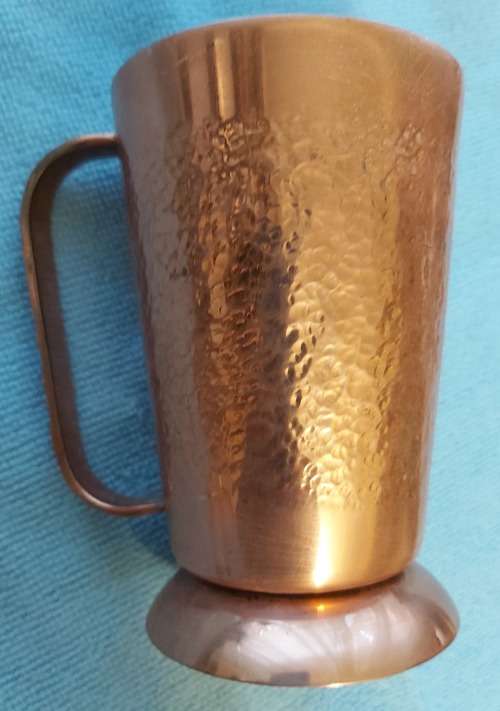 COPPER BEER TANKARD - 8,5cm DIA. x 12,5cm TALL -  HAMMER FINNISH - IN EXCELENT CONDITION