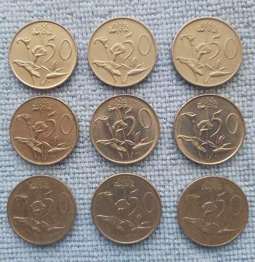 SA MINT - 50 Cent NICKEL VARIOUS DATES - LOT OF 9 COINS CIRCULATED