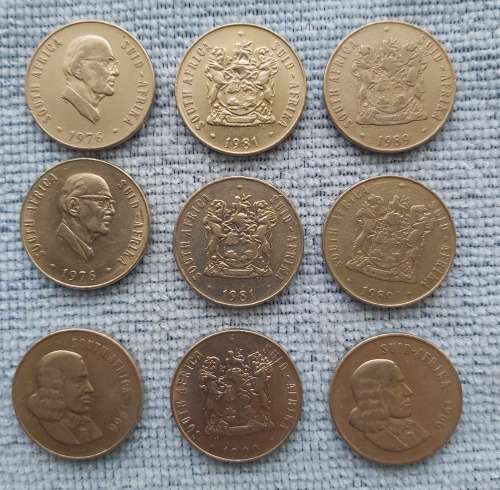 SA MINT - 50 Cent NICKEL VARIOUS DATES - LOT OF 9 COINS CIRCULATED