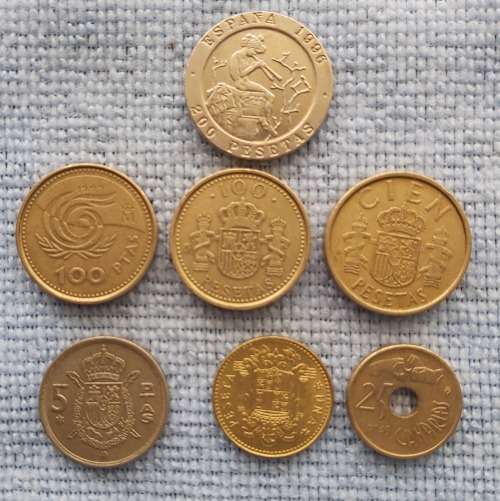 SPAIN  - LOT of 7 HIGH VALUE COINS - CIRCULATED