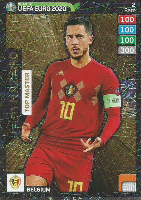 EDEN HAZARD - PANINI "ROAD TO EURO 2020 - "RARE "TOP MASTER" FOIL TRADING CARD 2