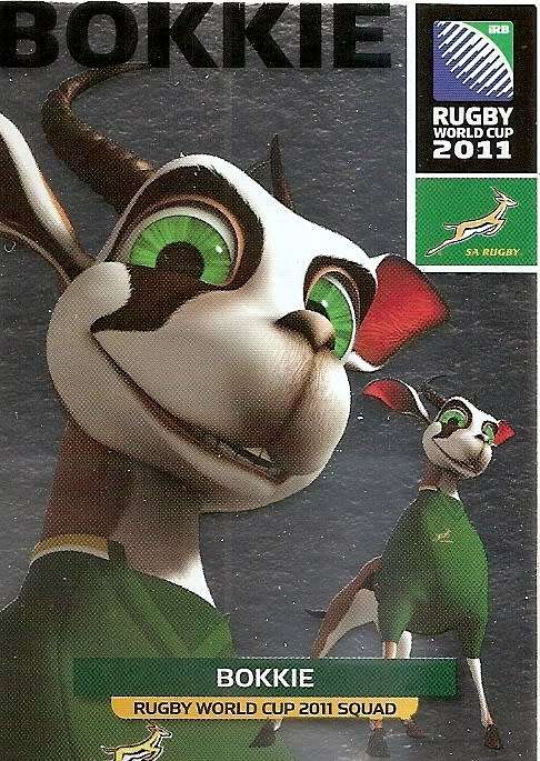 2011 RUGBY WORLD CUP COLLECTION - RARE "BOKKIE MASCOT" FOIL CARD 56
