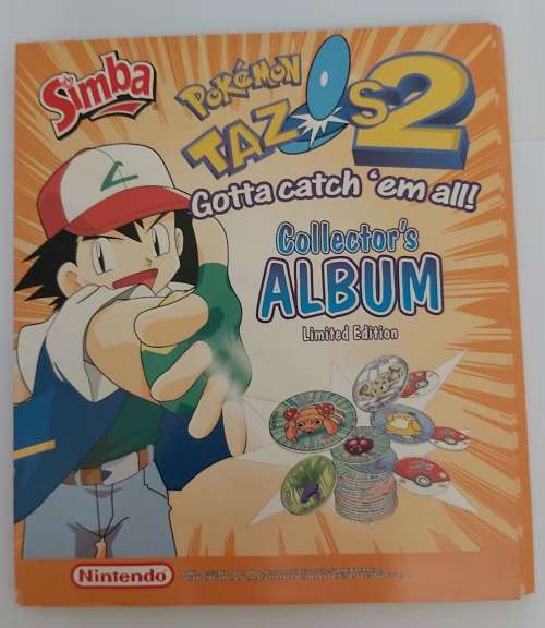 POKEMON SIMBA TAZOS SERIES 2 - LOT OF 47 TAZOS WITH COLLECTORS ALBUM