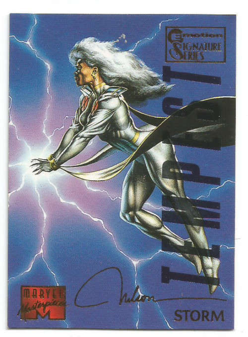 STORM - MARVEL MASTERPIECES 95 - RARE "GOLD SIGNATURE EMOTION" TRADING CARD 95