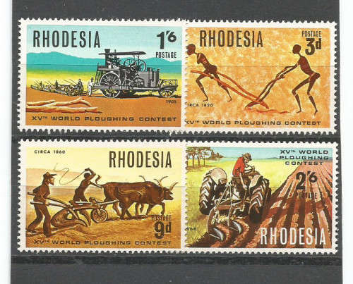 RHODESIA - 26/4/1968 "WORLD PLOUGHING CONTEST" - SET of 4 (UM) STAMPS