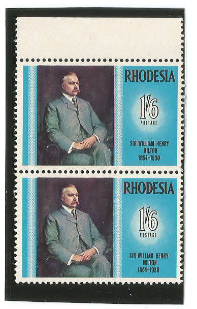 RODHESIA - 1969 "FAMOUS RODHESIANS" - BLOCK of 2 (UM) STAMPS