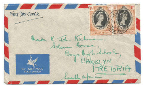 NORTHERN RHODESIA - 1953 CORONATION 1st DAY COVER - USED