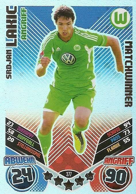 SRDJAN LAKIC - MATCH ATTAX "BUNDESLIGA" 2012 - "MATCHWINNER" FOIL TRADING CARD
