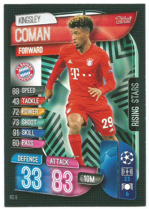 KINGSLEY COMAN - CHAMP/EUROPA LEAGUE EXTRA 2020 -   "RISING STAR" TRADING CARD