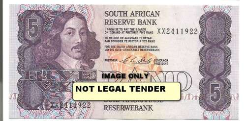 SOUTH AFRICA RESERVE BANK - R5 BANK NOTE STALS "XX SERIES" - VF CONDITION