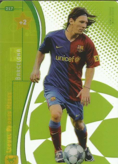 LIONEL MESSI - PANINI `CHAMPIONS LEAGUE 2008/09` - ULTRA RARE `CLEAR ACETATE` TRADING CARD 217