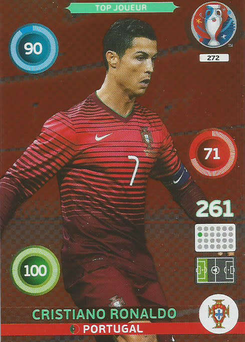 CRISTIANO RONALDO - PANINI UEFA EURO 2016 - `TOP JOUEUR` FOIL TRADING CARD 272