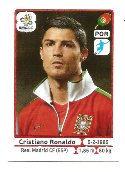 CRISTIANO RONALDO - PANINI UEFA `EURO 2012` STICKER COLLECTION - `BASE` WHITE STICKER 277