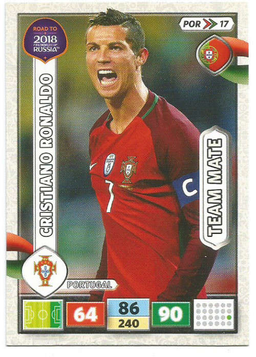 CRISTIANO RONALDO - PANINI "ROAD to WORLD CUP" 2018 - BASE TRADING CARD