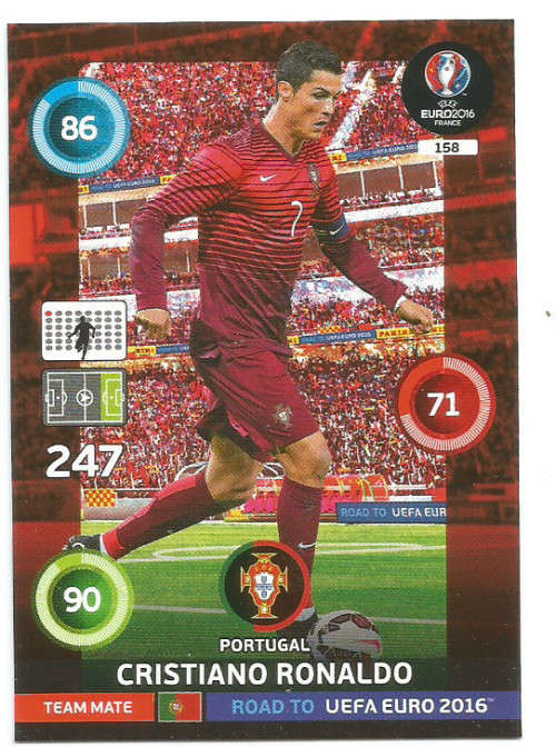 CRISTIANO RONALDO - PANINI `ROAD to EURO` 2016 - BASE TRADING CARD