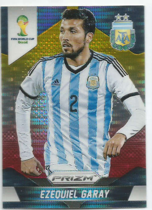 EZEQUIEL GARAY  - WORLD CUP 2014 PANINI "PRIZM" - "YELLOW/RED PULSAR" TRADING CARD 5