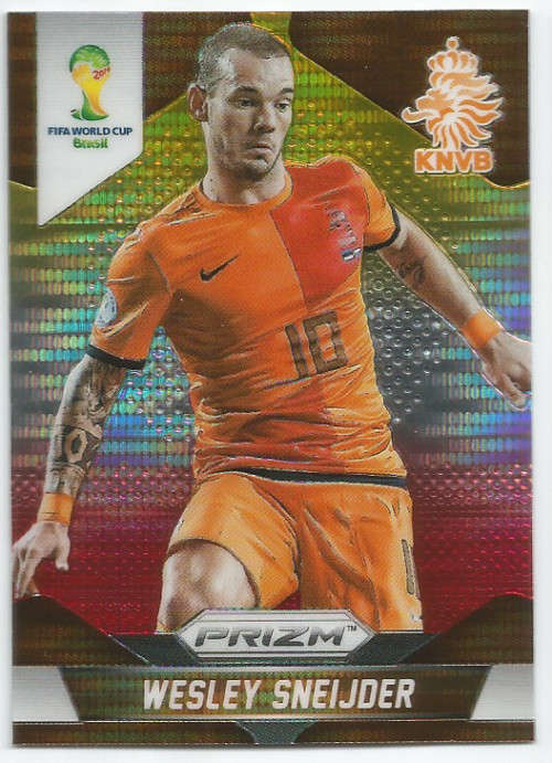 WESLEY SNEIDJER  - WORLD CUP 2014 PANINI "PRIZM" - "YELLOW/RED PULSAR" TRADING CARD 33